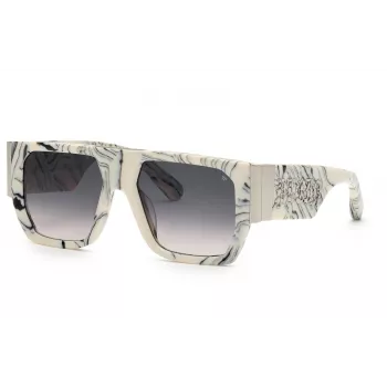 PHILIPP PLEIN SPP094M5409YL Vyriški Akiniai nuo Saulės - Acetato Rėmelis, Pilki Lęšiai, 54/18/145 mm