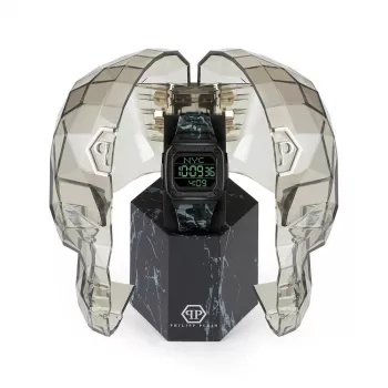 Philipp Plein The $kull vyriškas kvarcinis laikrodis 44mm nerūdijantis plienas juodas silikonas PWHAA1822