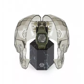 Philipp Plein The $kull vyriškas laikrodis PWVBA0223 44mm nerūdijantis plienas kvarcinis juodas ciferblatas silikoninis dirželis