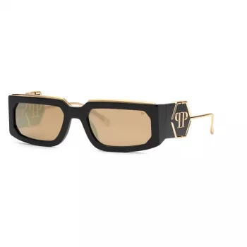 PHILIPP PLEIN Unisex Akiniai SPP119M58700G - Juodas Rėmas, Pilki Gradientiniai Stiklai 58mm