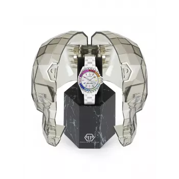 Philipp Plein Moteriškas PWPPA0124 The Skeleton Kvarcinis Laikrodis 38mm Rožinio Aukso PVD Nerūdijančio Plieno Korpusas Juodas Silikoninis Dirželis