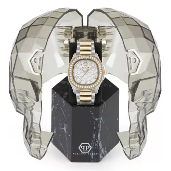 Philipp Plein Moteriškas PWTAA0523 Automatinis Skeleto Laikrodis 38mm Rožinio Aukso Spalvos Nerūdijantis Plienas ir Juodas Silikonas