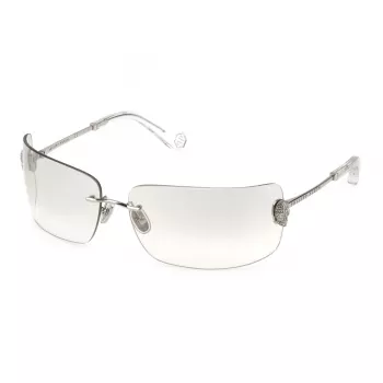 Moteriški Philipp Plein akiniai nuo saulės SPP027V95579X - Oversized juodas rėmelis, pilki lęšiai, UV400 apsauga