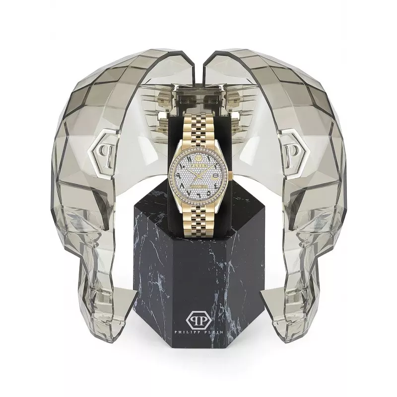 Philipp Plein Moteriškas Laikrodis PW2BA0223 38mm Rožinio Aukso Spalvos Nerūdijantis Plienas Baltas Silikonas
