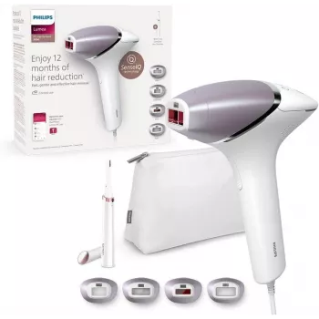 Philips Lumea IPL Prestige Series 8000 BRI949/00 Veido ir kūno plaukų šalinimo prietaisas su preciziniu trimeriu (balta/šviesiai violetinė)