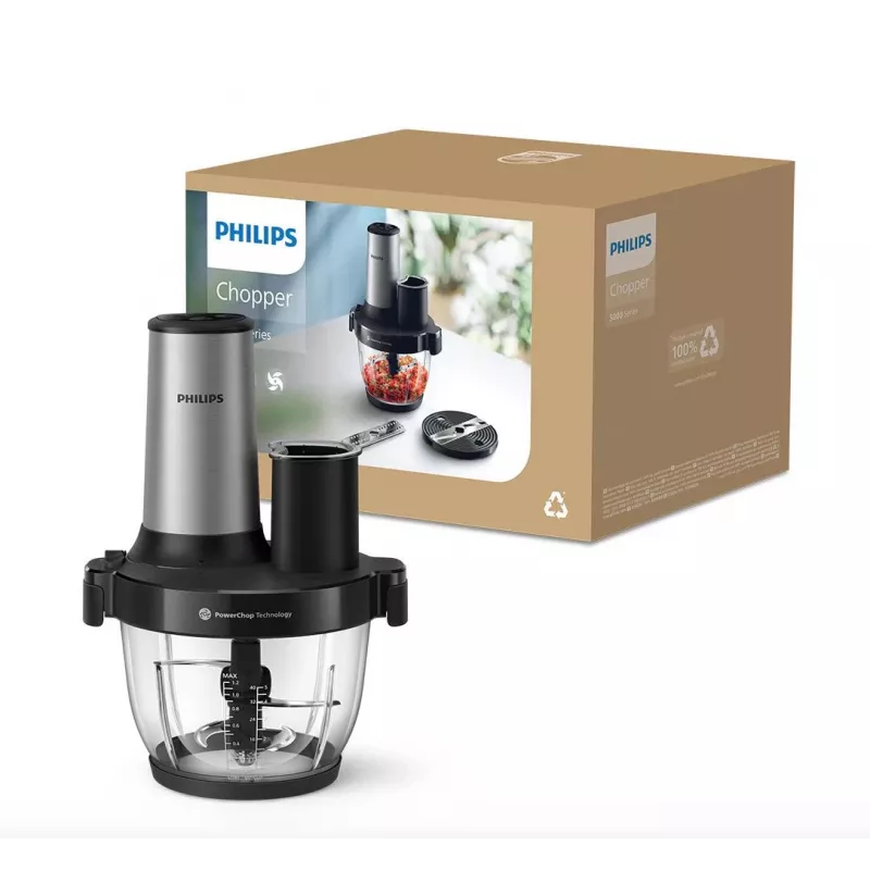 Philips Series 5000 Virtuvinis kombainas pjaustytuvas HR1504/00, 800 W, 2.1 L dubuo, baltas