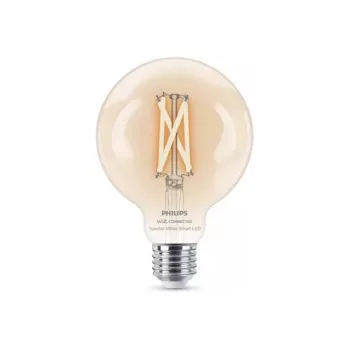 Philips Smart Wi-Fi G95 E27 protinga LED lemputė, reguliuojama balta šviesa 2700-6500K, atitinka 60W, skaidri