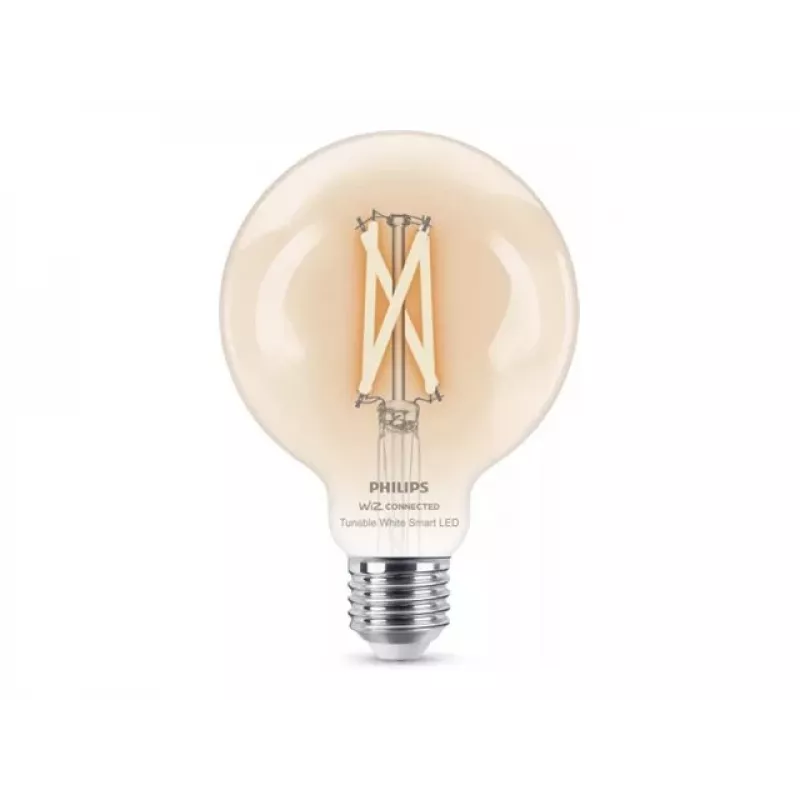 Philips Smart Wi-Fi G95 E27 protinga LED lemputė, reguliuojama balta šviesa 2700-6500K, atitinka 60W, skaidri