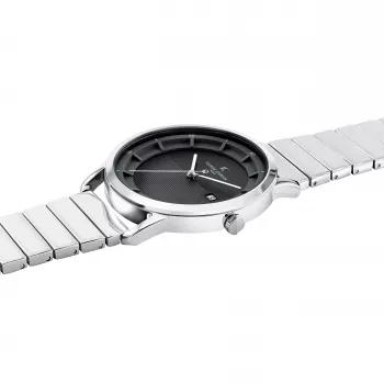 Pierre Cardin vyrų analoginis kvarcinis laikrodis CLC.6006 - 43mm nerūdijančio plieno korpusas, juodas odinis dirželis