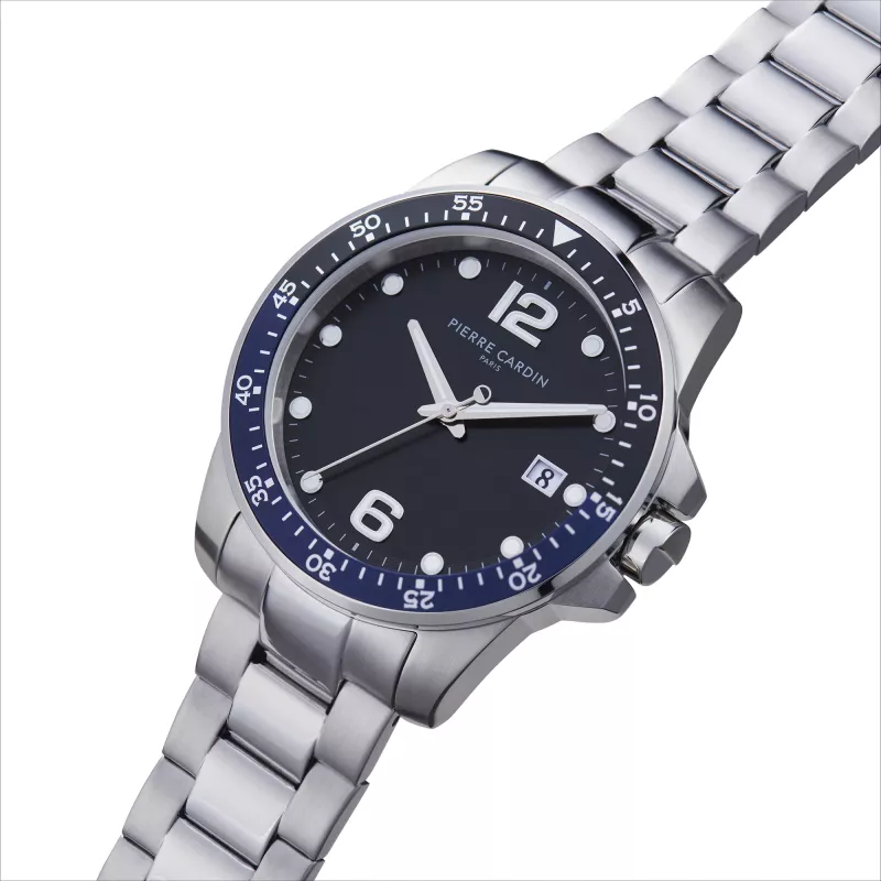 Pierre Cardin vyriškas analoginis kvarcinis laikrodis CNI.0030 40 mm juodas ciferblatas odinis dirželis