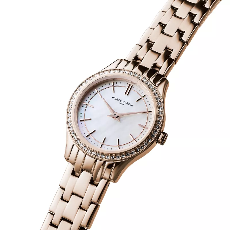 Pierre Cardin Moteriškas Laikrodis CF.0611.SC.RG - 30mm Rožinis Auksas Nerūdijantis Plienas Tinklelis
