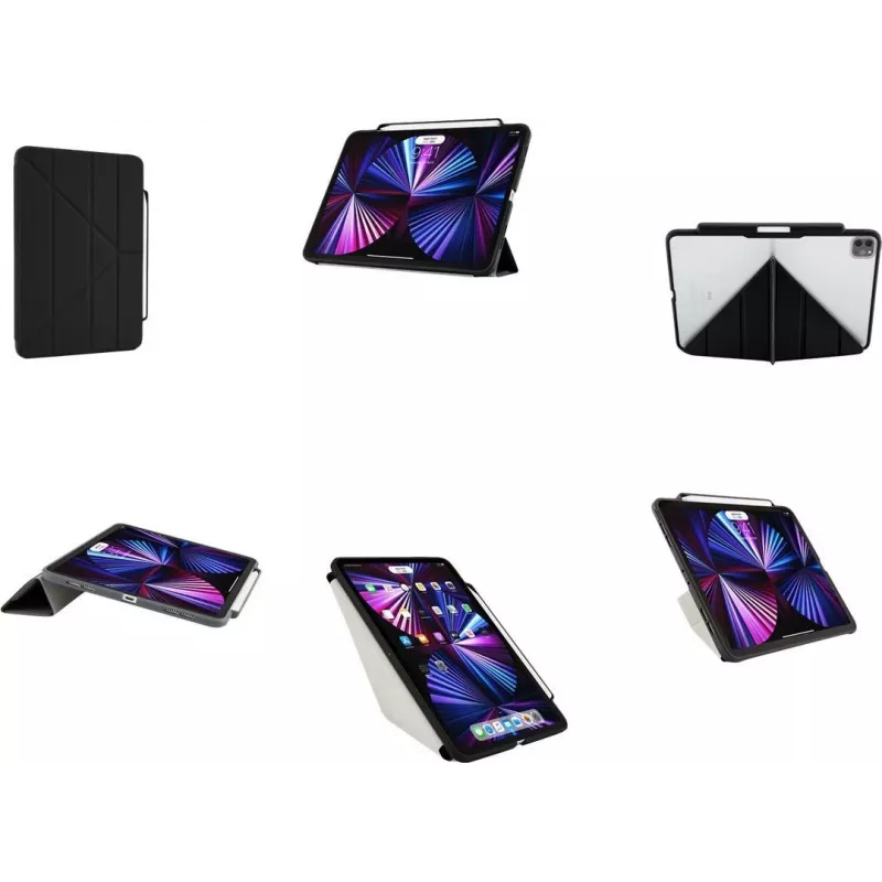 Pipetto Origami No3 Pencil Case, skirtas iPad Pro 11 (1st/2nd/3rd/4th Gen), juodos spalvos