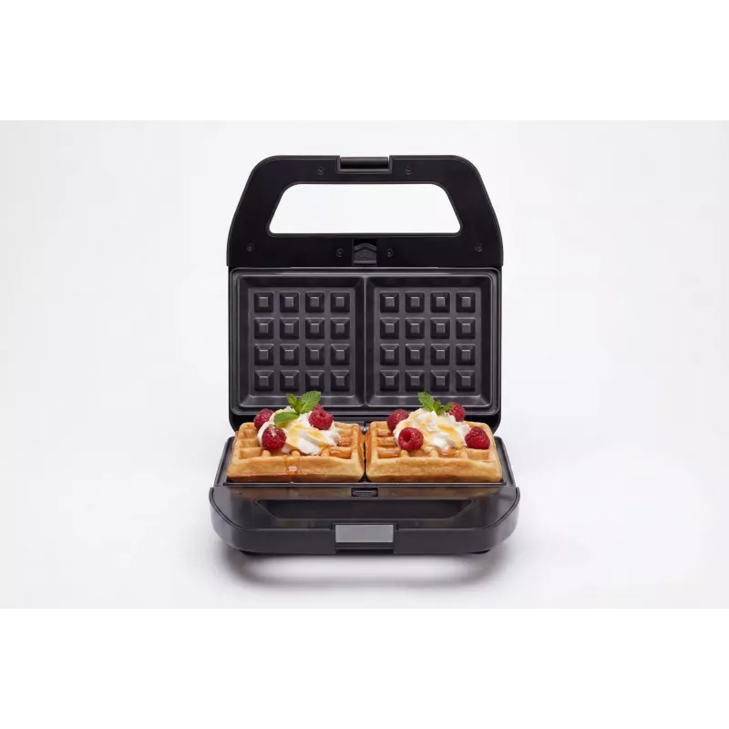PMS 4-in-1 MELTO sumuštinių keptuvė su keičiamomis plokštėmis sumuštiniams, vafliams, griliui, sausainiams/riešutams, 800 W, juoda/sidabrinė