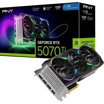 PNY GeForce RTX 5070 Ti EPIC-X RGB 16GB vaizdo plokštė, trigubas ventiliatorius, 3x DisplayPort ir HDMI