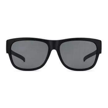 Polaroid Ancillaries PLD9003SDL5 Unisex Rectangular Sunglasses - Matte Black Frame, Grey Polarized Lenses