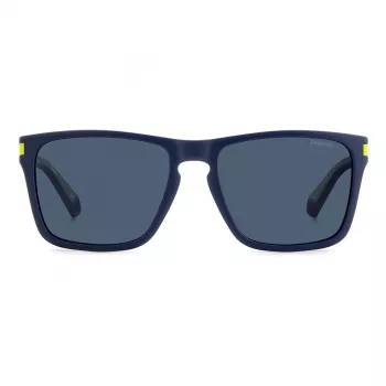 Polaroid PLD2139SFLL Unisex stačiakampiai akiniai nuo saulės – juodas rėmelis, pilki lęšiai 56mm