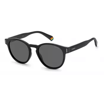 Polaroid PLD6175S807M9 Unisex Rectangular Sunglasses - Black Frame Grey Polarized Lens 51mm