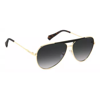 Polaroid PLD6200SXRHLG Unisex Rectangular Sunglasses - Black Frame Grey Polarized Lens 61mm