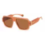 POLAROID PLD6209SX789 Unisex Rectangular Sunglasses - Havana Frame, Brown Polarized Lens, 55mm