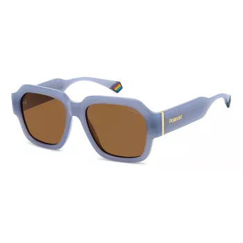 Polaroid PLD6212SXMVU Unisex Square Sunglasses - Juodas rėmelis, pilki poliarizuoti lęšiai - 54/17/140 mm