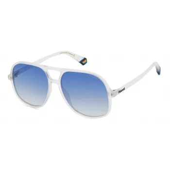 POLAROID PLD6217S2M4 Unisex stačiakampiai akiniai nuo saulės – juodas rėmelis, pilki lęšiai, 57 mm