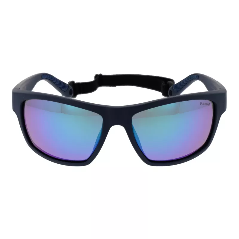 Polaroid PLD7037S60PJP Unisex stačiakampiai akiniai nuo saulės – juodas rėmelis, pilki lęšiai 60mm