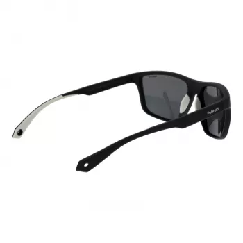 POLAROID PLD7040S5908A Vyriški stačiakampiai poliarizuoti akiniai nuo saulės – pilkas rėmelis, pilki lęšiai 59mm