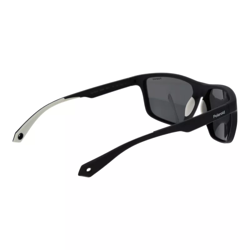 POLAROID PLD7040S5908A Vyriški stačiakampiai poliarizuoti akiniai nuo saulės – pilkas rėmelis, pilki lęšiai 59mm
