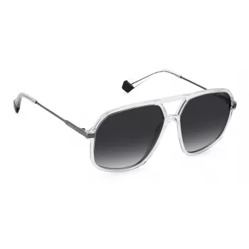 POLAROID Unisex PLD6182S900WJ Stačiakampiai Poliarizuoti Akiniai nuo Saulės - Juodas Rėmelis Pilki Lęšiai 59mm