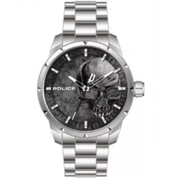 POLICE vyriškas chronografo laikrodis PL15715JS-78M, 46 mm, šratinio metalo spalvos ciferblatas, plieninė tinklelio juosta