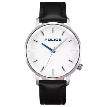 Police vyrų rankinis laikrodis PL.15923JS-04 42mm nerūdijančio plieno korpusas mėlynas ciferblatas rudos odos dirželis