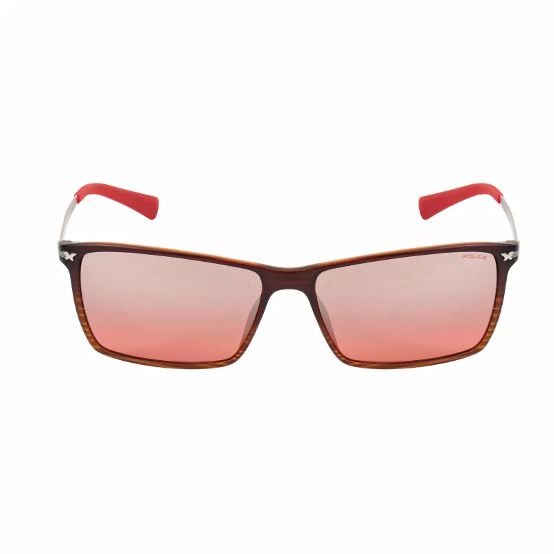 POLICE Vyriški Akiniai nuo Saulės S195758ABRM - Rudi Havana Acetato Rėmeliai su Rudais Polikarbonato Lęšiais - UV400 Apsauga - 58 mm Lęšio Plotis