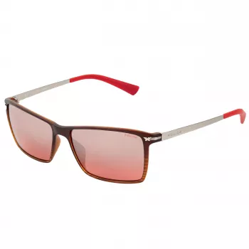 POLICE Vyriški Akiniai nuo Saulės S195758ABRM - Rudi Havana Acetato Rėmeliai su Rudais Polikarbonato Lęšiais - UV400 Apsauga - 58 mm Lęšio Plotis