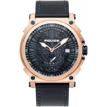 POLICE Vyrų Laikrodis PL15728JSR.03 Raho Mėlynas Ciferblatas Odinis Dirželis 53mm
