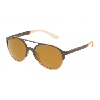 POLICE SPL163557ESG Unisex Taisyklingi Akiniai Nuo Saulės Havana Acetato Rėmelis Žali Polikarbonato Lęšiai 55/19/140 mm UV400