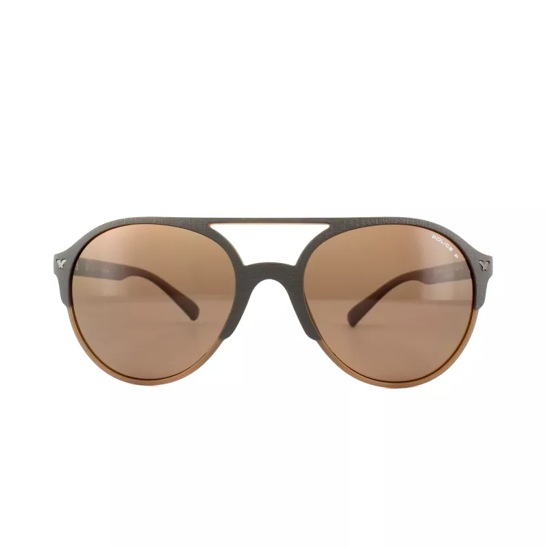 Police SPL1635594CP Unisex stačiakampiai akiniai nuo saulės Havana acetato rėmelis žali poliarizuoti lęšiai 55/19/140 mm