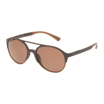 Police SPL1635594CP Unisex stačiakampiai akiniai nuo saulės Havana acetato rėmelis žali poliarizuoti lęšiai 55/19/140 mm