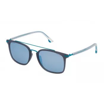POLICE SPL58354M20P Unisex Akiniai - Juodas Acetato Rėmelis, Pilki Poliarizuoti Lęšiai, 54mm