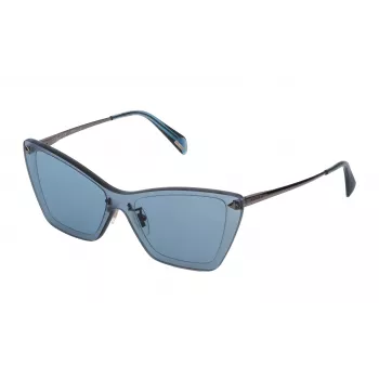 POLICE SPL936990402 Moteriški katinėlio akies formos akiniai nuo saulės, auksinis rėmas, rudi gradientiniai stiklai, 57 mm