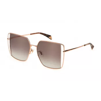 POLICE SPLL37-5608FC Moteriški drugelio formos akiniai nuo saulės Havana acetatas rudi gradientiniai lęšiai 56mm