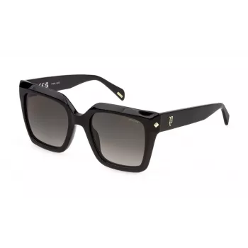 Moteriški Police katės akies akiniai nuo saulės SPLR26E53700Y - acetatinis rėmelis, UV400 apsauga, 53 mm lęšiai