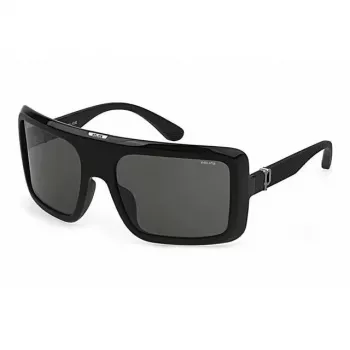 POLICE Moteriški Akiniai Nuo Saulės SPLF62M6104AW - Stačiakampis Acetatinis Rėmas su UV400 Pilkais Lęšiais (62/18/140 mm)