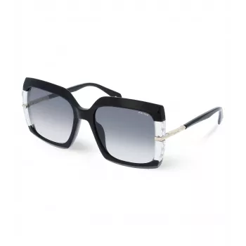 POLICE Moteriški Akiniai Nuo Saulės SPLG23M570700 Geometrinis Juodas Acetato Rėmelis Pilki Polikarbonato Lęšiai 57mm