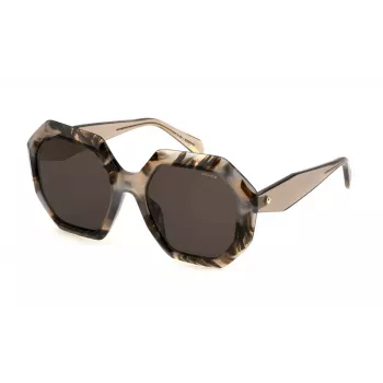 POLICE Women SPLM10-540AM5 Square Havana Acetate Sunglasses with Brown Gradient Lenses 54/20/140 mm