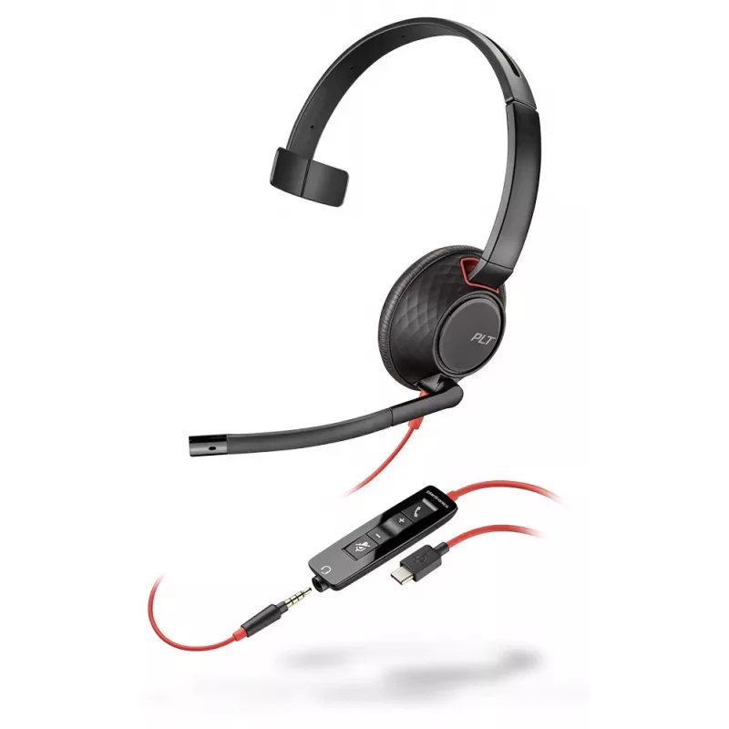 Poly Blackwire C5210 USB-C – 5200 Series – Pridedamas ausinis su triukšmo slopinimo mikrofonu, mono, juodas