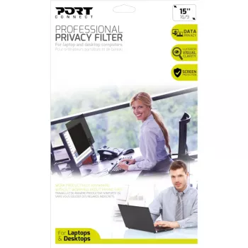 Port Connect 2D Professional privatumo filtras 15,6 colio (16:9) | Apsauga nuo atspindžių, įbrėžimų, mėlynos šviesos ir UV spindulių | Nuimami lipnūs ir stumdomi laikikliai | Dvipusis matinis/blizgus