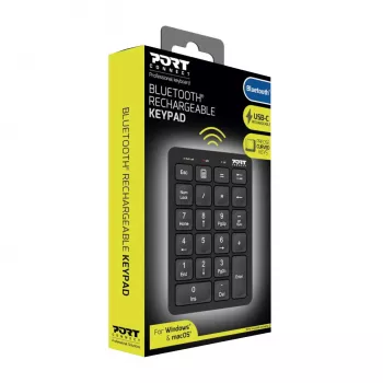 Port Designs Numeric Keypad Bluetooth Rechargeable - 22 klavišų, juoda