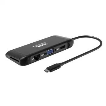 PORT USB-C Docking Station 11-in-1 Hub su 4K HDMI, VGA, Gigabit Ethernet, 100W PD, USB 3.1, SD/MicroSD, Audio - juoda