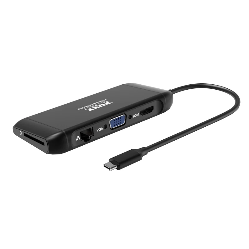 PORT USB-C Docking Station 11-in-1 Hub su 4K HDMI, VGA, Gigabit Ethernet, 100W PD, USB 3.1, SD/MicroSD, Audio - juoda