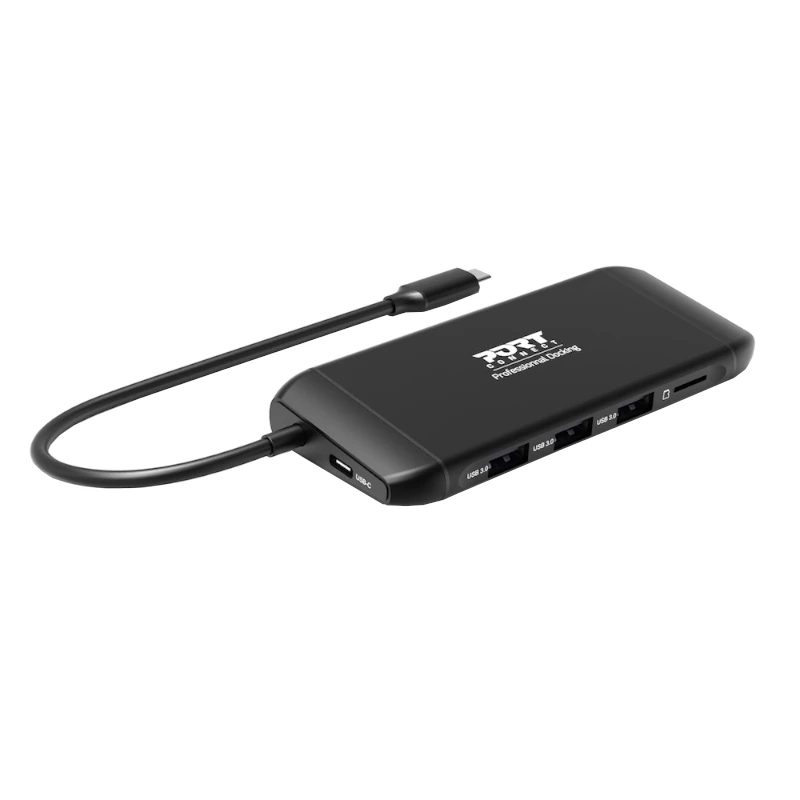 PORT USB-C Docking Station 11-in-1 Hub su 4K HDMI, VGA, Gigabit Ethernet, 100W PD, USB 3.1, SD/MicroSD, Audio - juoda